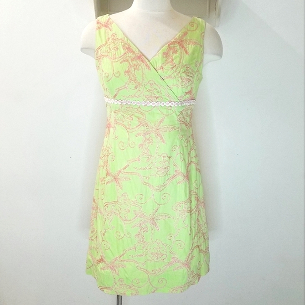 Lilly Pulitzer Vintage White Label Staci Shift Dress Pistachio Monkey Business 4 - Picture 2 of 14